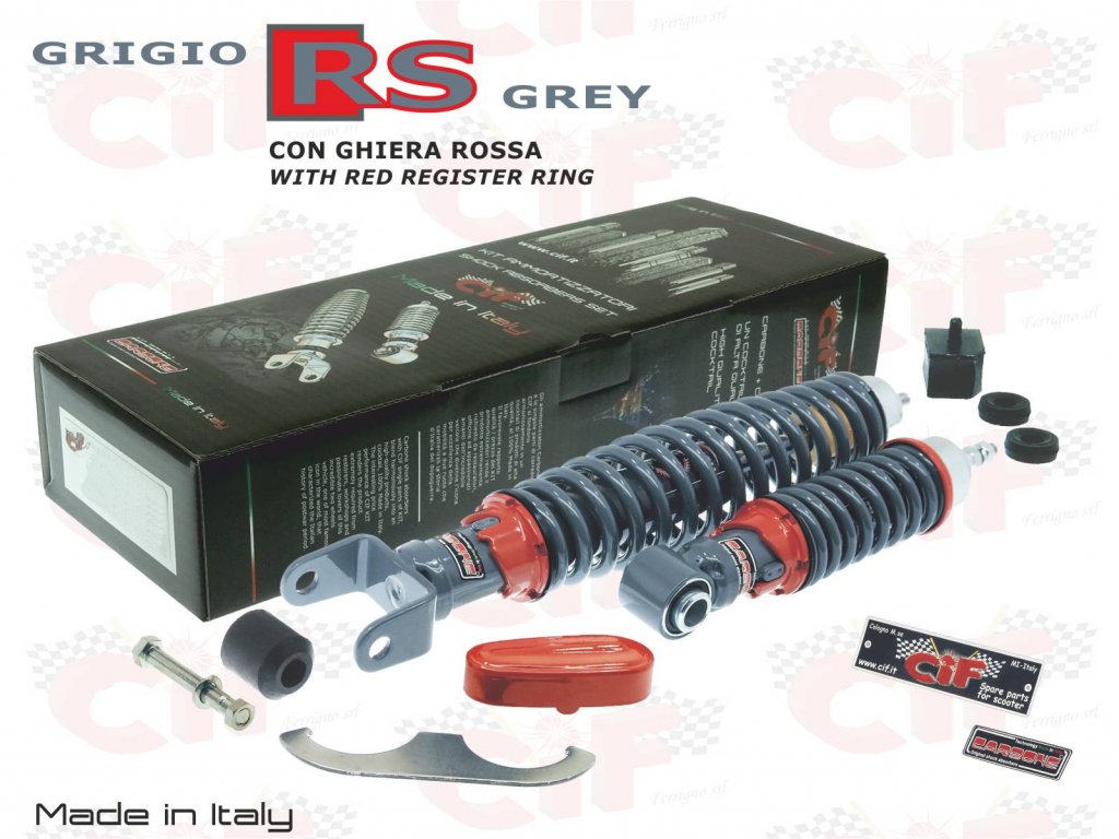 Front and rear shock absorbers kit gray RS for Vespa 50/90/125 Special-LR-Primavera 