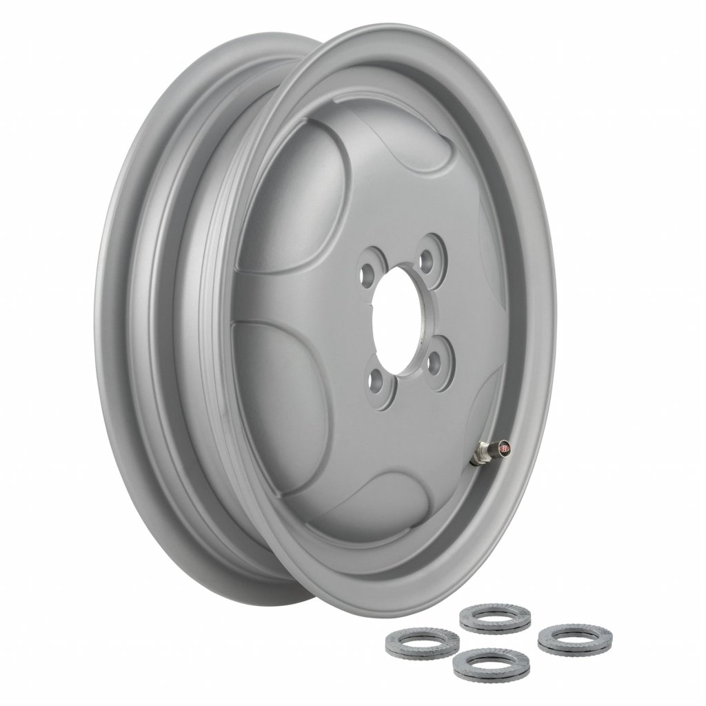 Full wheel rim SIP Tubeless in polished aluminum for Vespa 150 GS VS1> 4T (adaptable on VNB-VBB-V1> 15T-V30> 33T-VM-VN) 