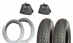 2 tyres, 2 tubes, 2 rims size 3.50&#x2F;10 