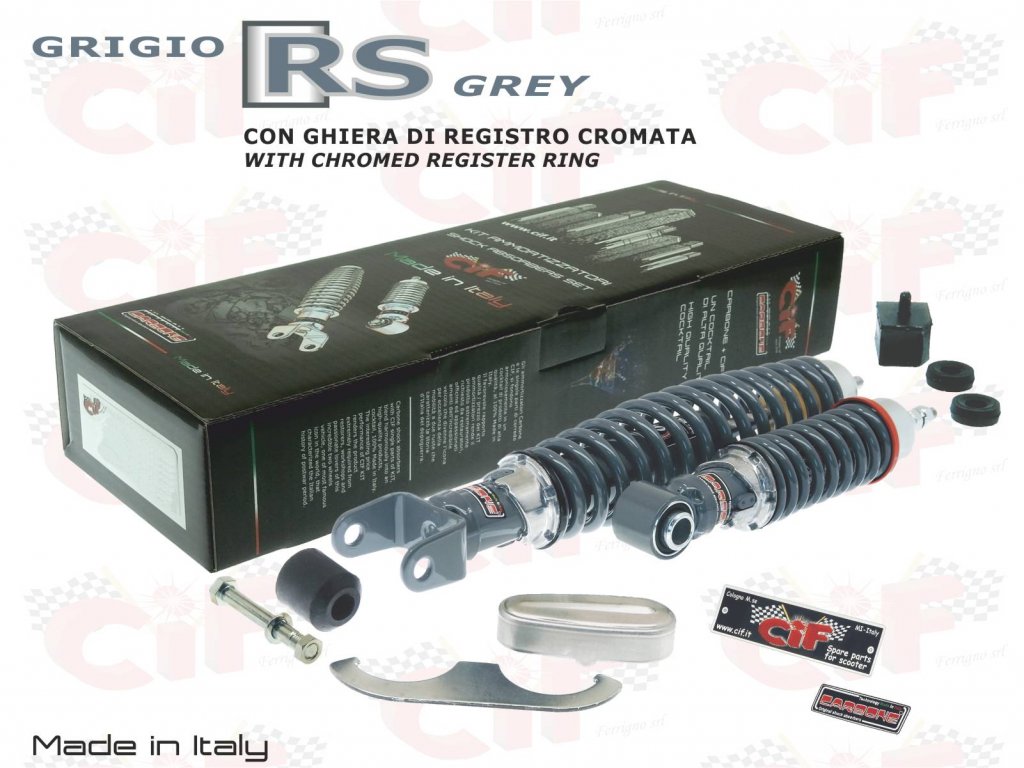 Front and rear shock absorbers kit gray RS for Vespa 50/90/125 Special-LR-Primavera 
