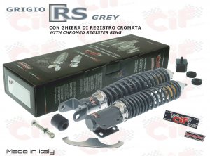 Front and rear shock absorbers kit gray RS for Vespa 125&#x2F;150&#x2F;200 PX PE 