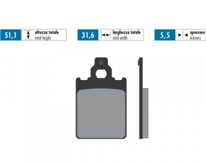 Pair of Polini brake pads for Vespa 50/125/150 ET2-ET4-LX-Primavera-Sprint 