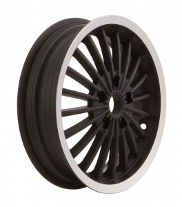 Front and rear SIP wheel rim in black aluminum with aluminum edge for Vespa 125&#x2F;200&#x2F;300 GTS-GT-GTS Super 