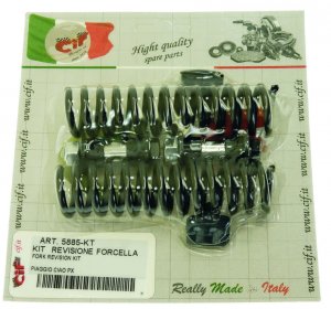 Fork overhaul kit complete with springs, bush pins and pads for Piaggio Ciao Px 