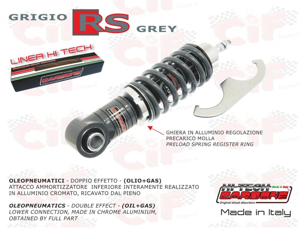Front shock absorber carbon hi-tech gray RS for Vespa 50/90/125 Primavera ET3 