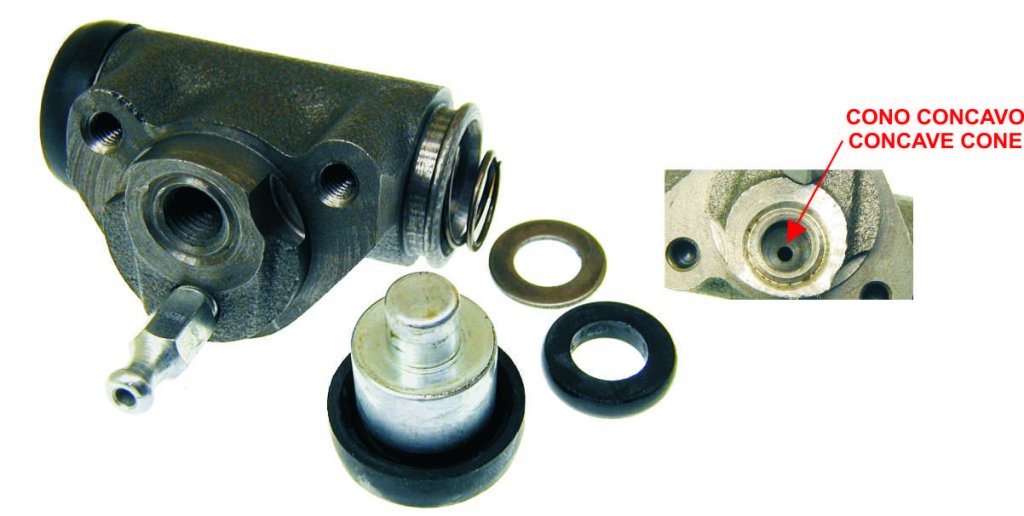 Rear brake cylinder (open rubber pads) for Ape 50 TM-FL-FL2-FL3 EUROPA-MIX 2T 