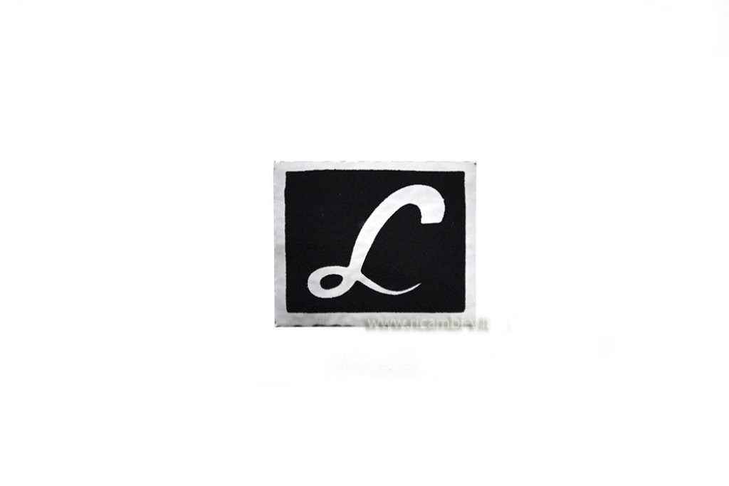 Front fender adhesive plate "L" on satin aluminum sheet for Ciao Lusso 