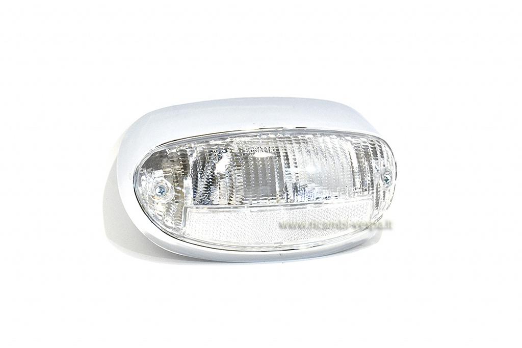 Chromium plated light unit with white lens 