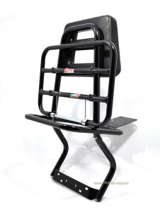 Luggage rack with black backrest for Vespa 125/150/200 PX-Arcobaleno 