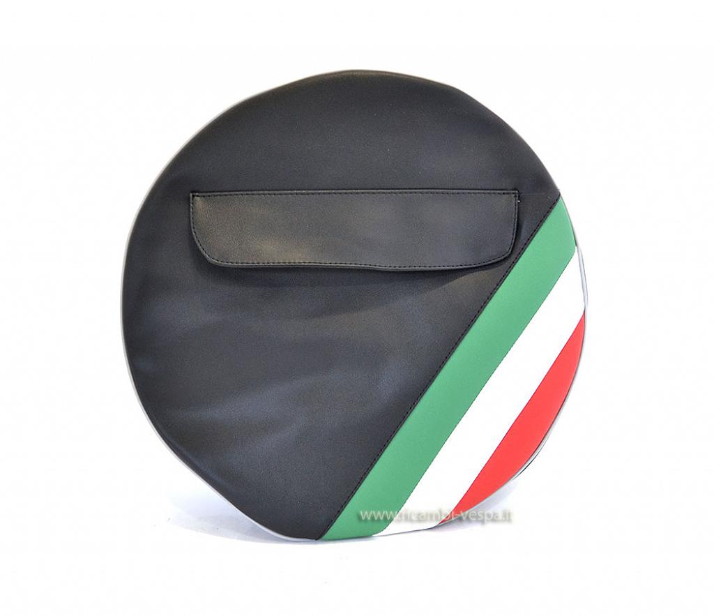 Black spare wheel cover with Italian flag (10'') 