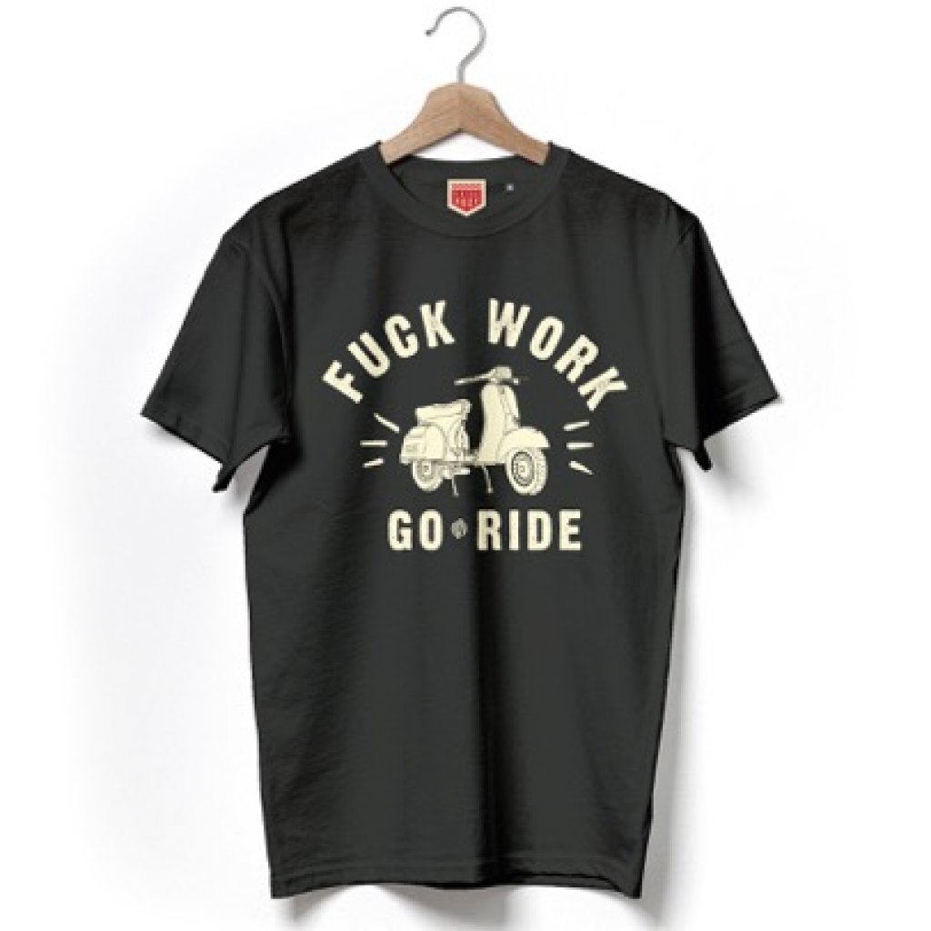 T-shirt nera "Fuck work, go ride!" by RDV 