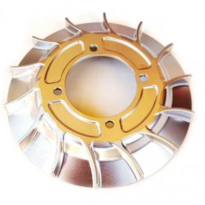 Fan for CNC / RACING VMC magnet flywheel in silver anodized aluminum 